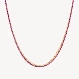 Pink Sapphire Tennis Necklace