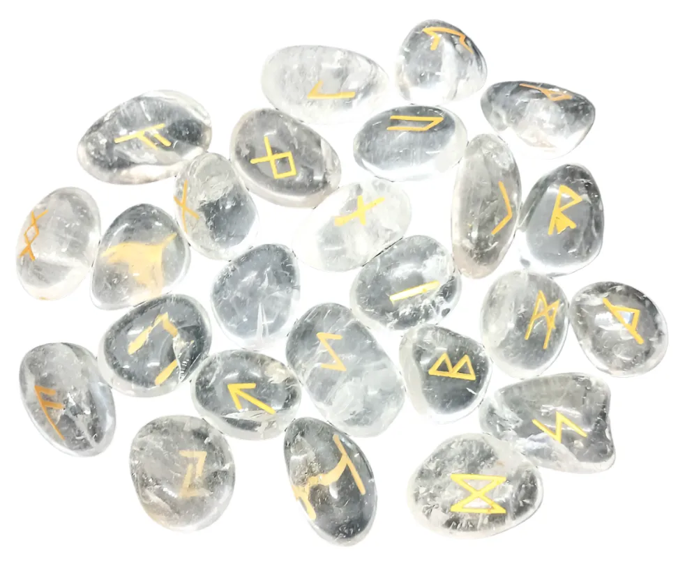 Quartz Crystal Norse Elder Futhark Runes