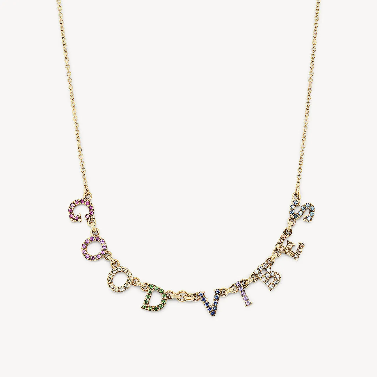 Rainbow Sapphire & Diamond 'Good Vibes' Necklace