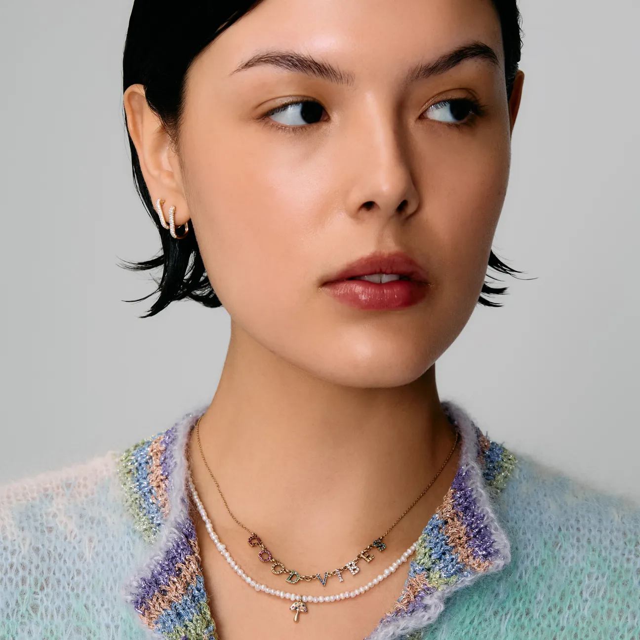 Rainbow Sapphire & Diamond 'Good Vibes' Necklace