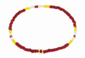 Red Hamsa Short Roll Tribal Beaded Bracelet