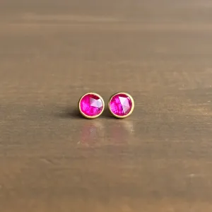 Round Ruby Stud Earrings