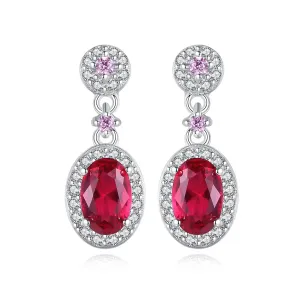 Ruby Simulant Silver Earrings