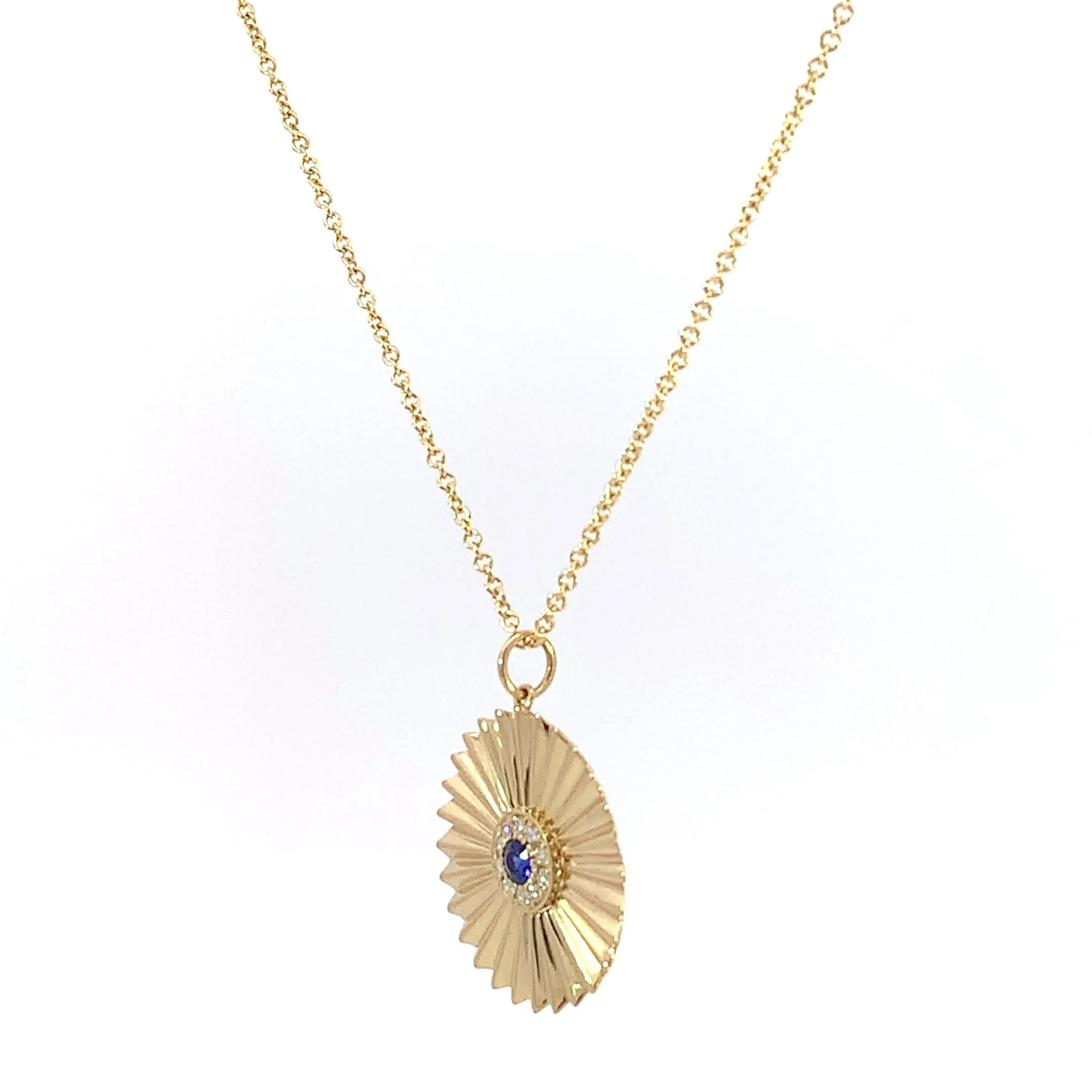 Sapphire and Diamond Halo Sunburst Necklace - made to order