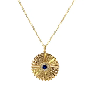 Sapphire and Diamond Halo Sunburst Necklace - made to order