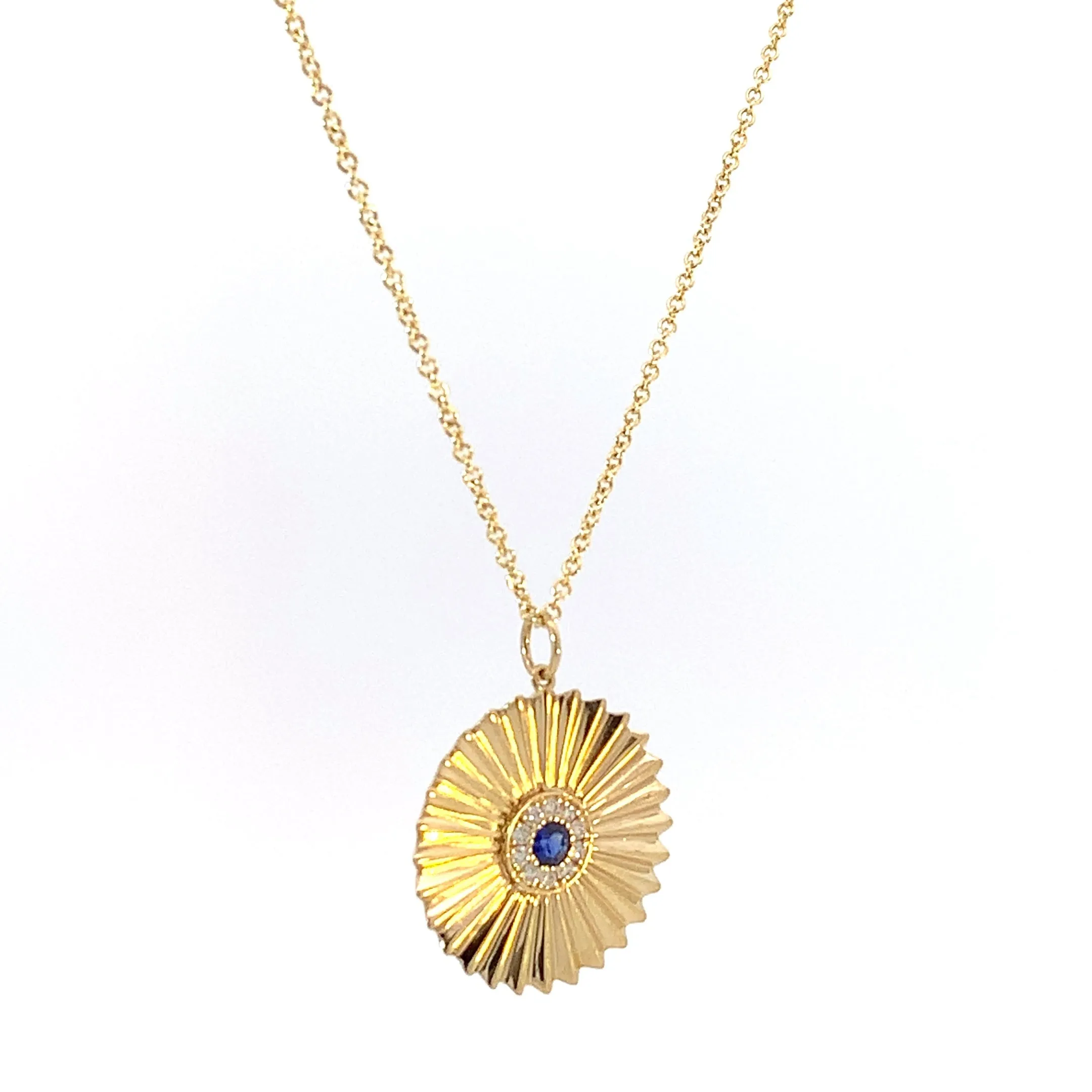 Sapphire and Diamond Halo Sunburst Necklace - made to order