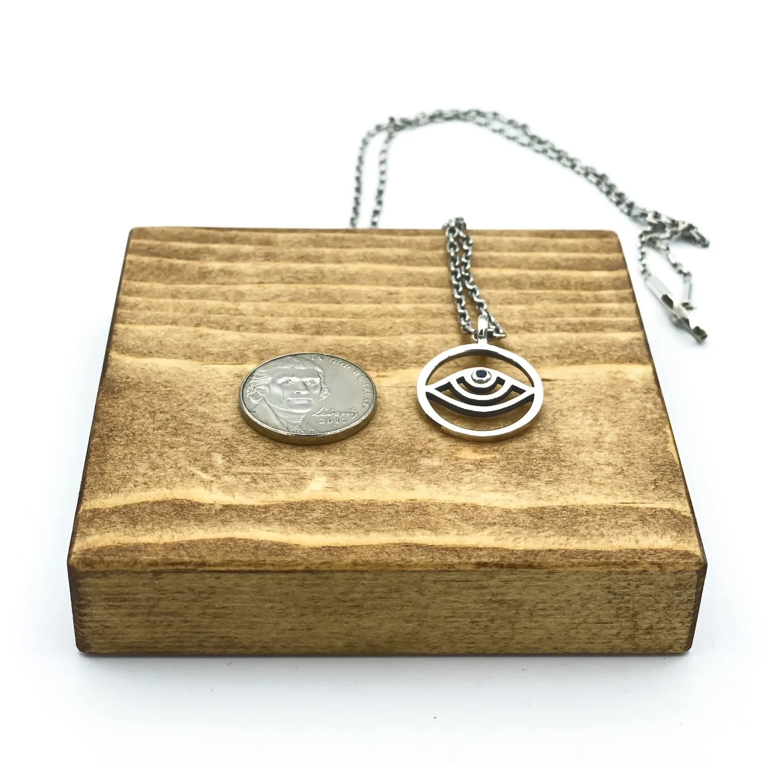 Sapphire Medallion Evil Eye  Necklace