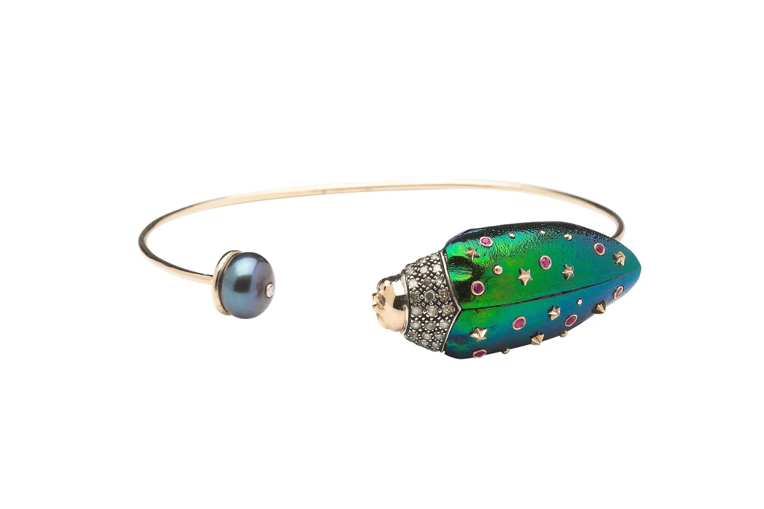 Scarab And Pearl Bangle