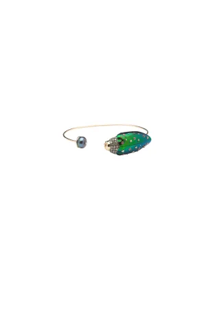 Scarab And Pearl Bangle