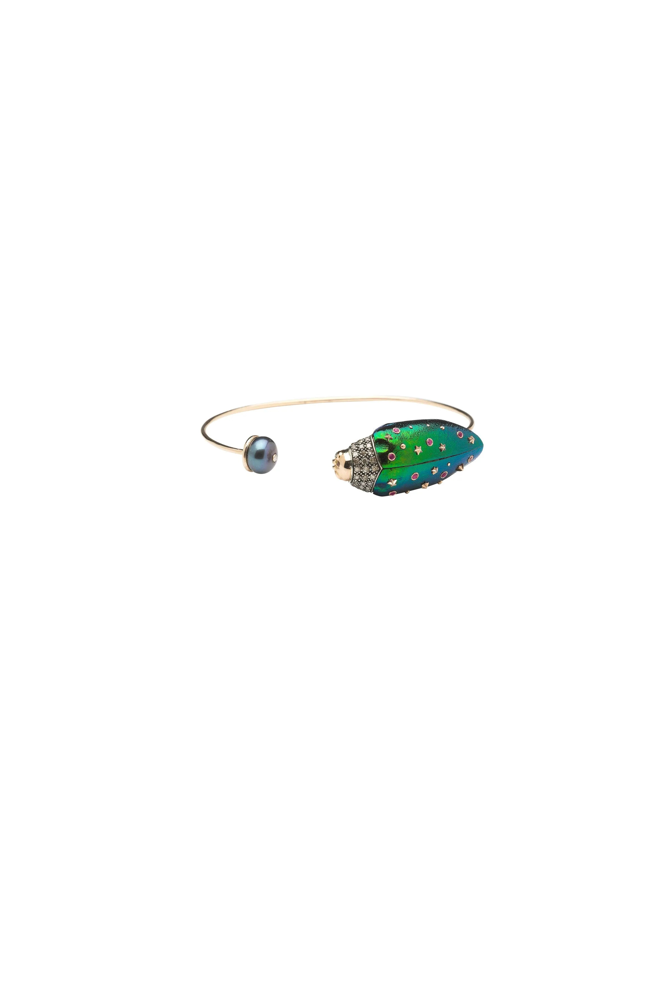 Scarab And Pearl Bangle
