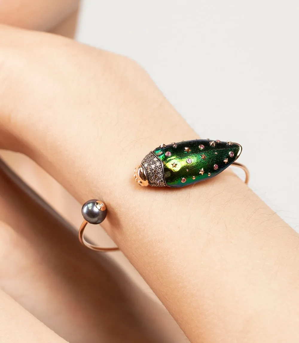 Scarab And Pearl Bangle