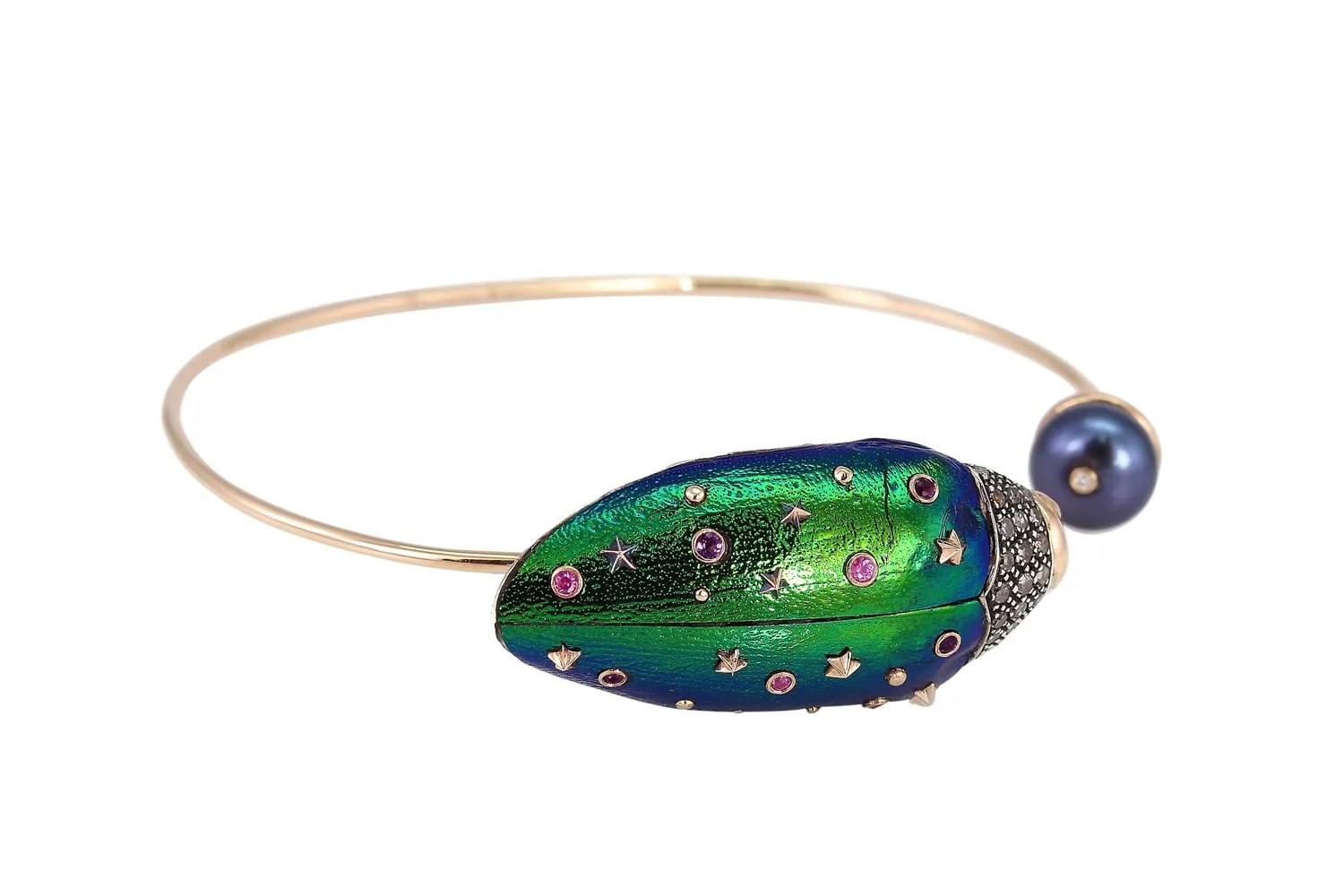 Scarab And Pearl Bangle