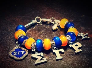 Sigma Gamma Rho Charm Greek Letter Beaded Bracelet | 10mm