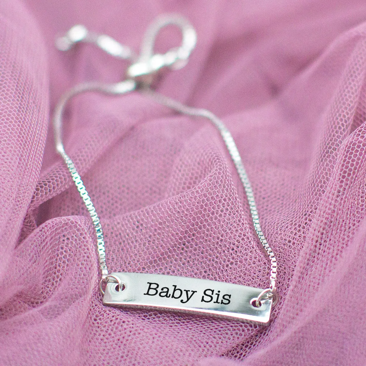Silver Baby Sis Adjustable Bar Bracelet