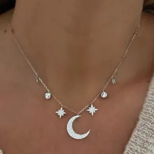Silver Wendy Moon Necklace