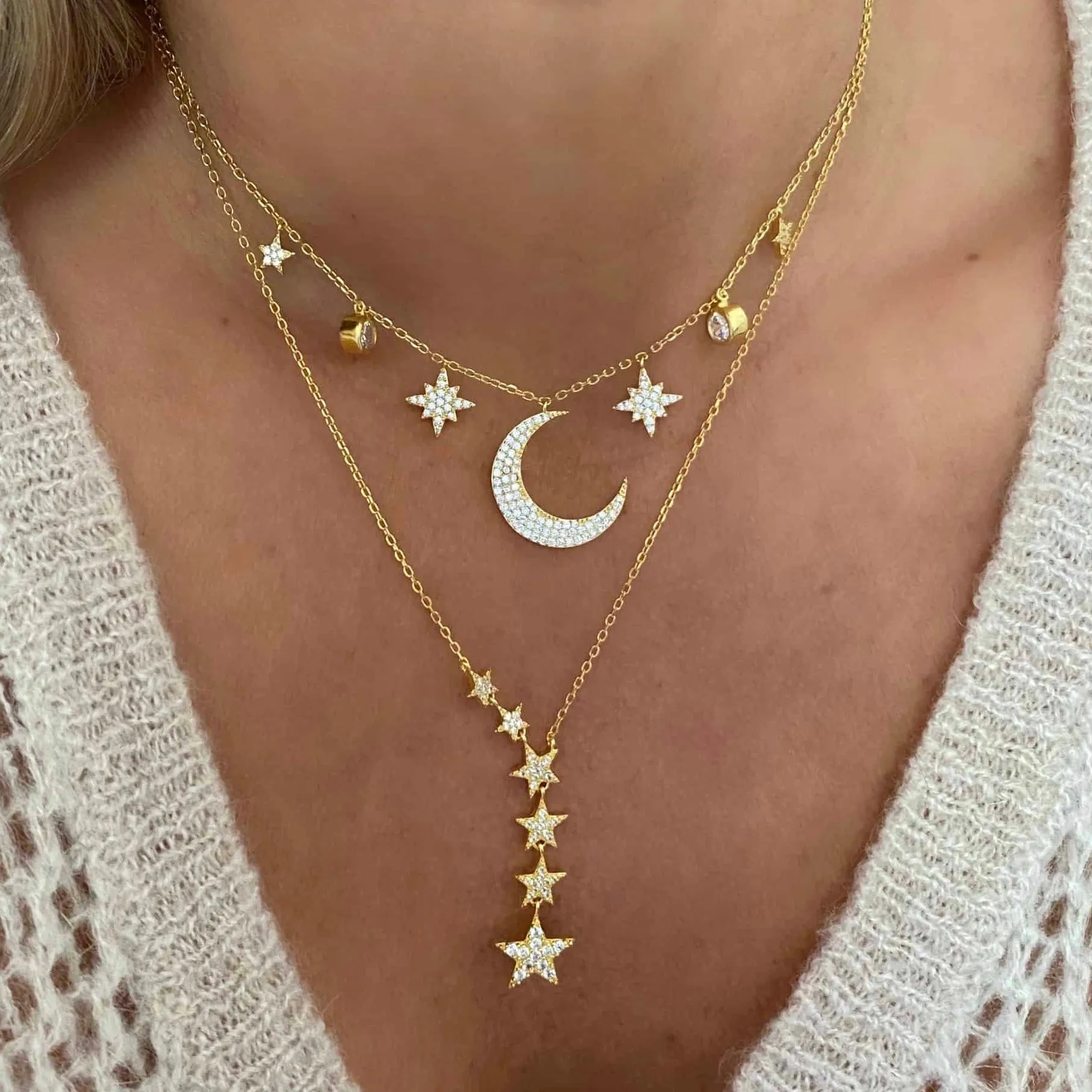 Silver Wendy Moon Necklace