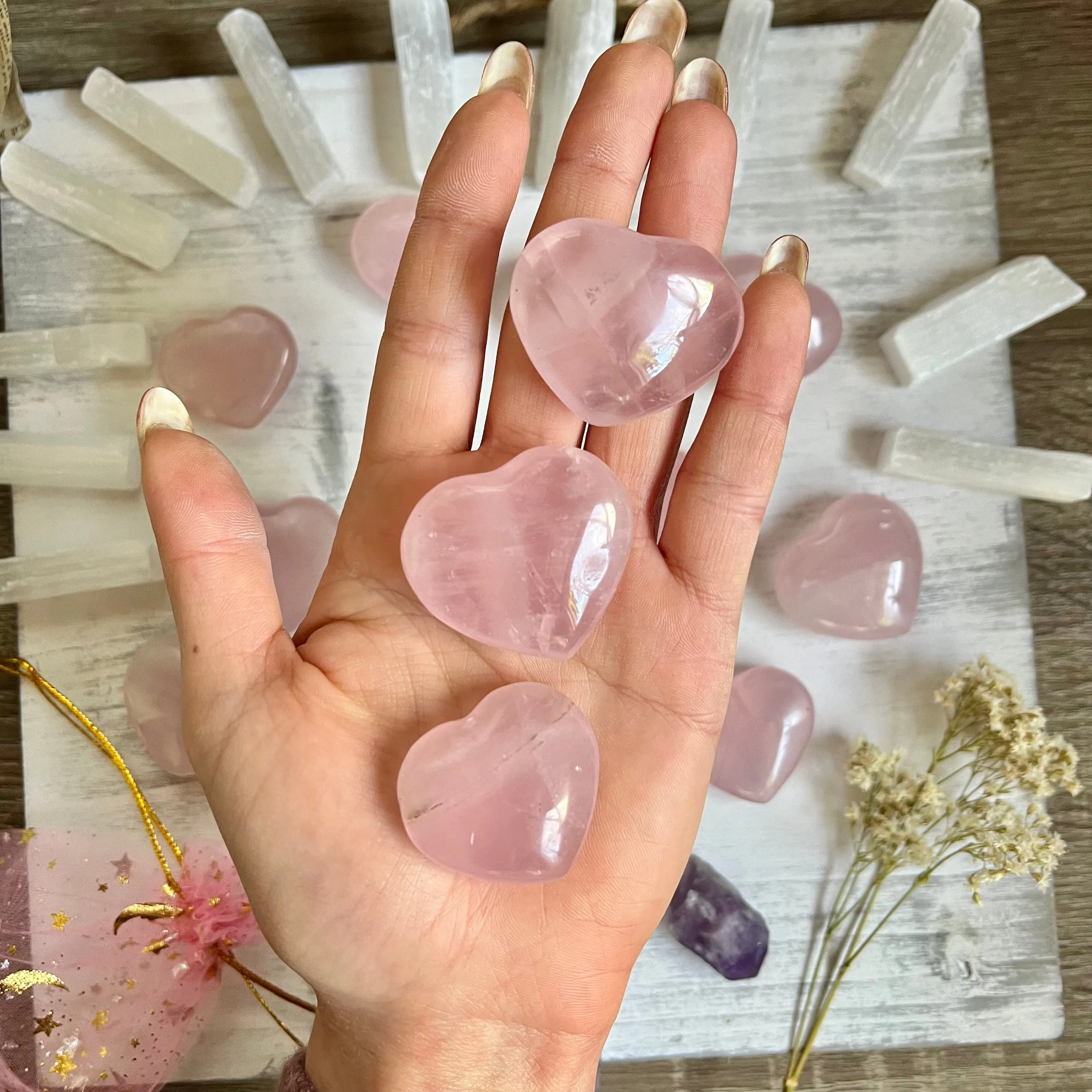 Small Rose Quartz Heart - (1 piece intuitively chosen)