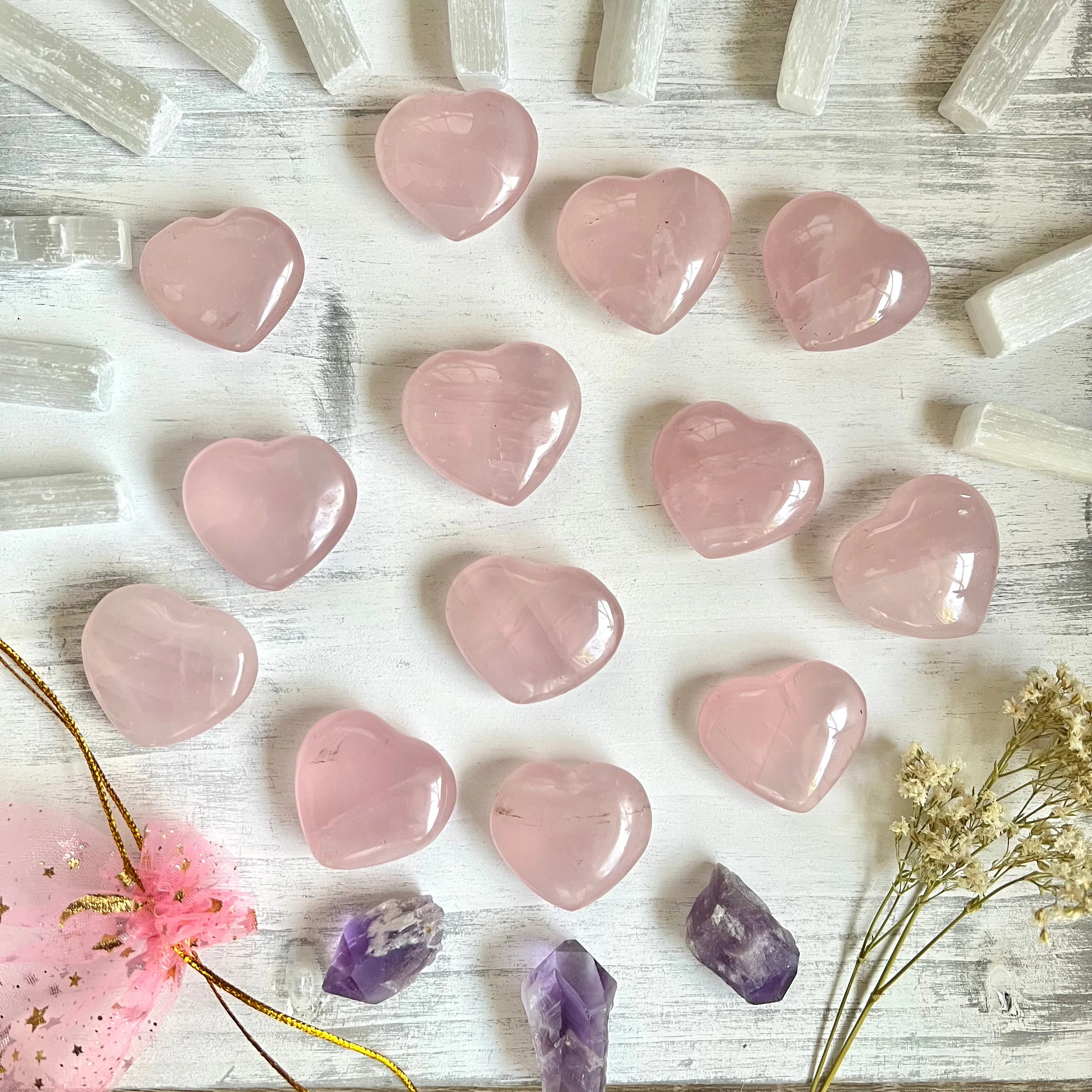 Small Rose Quartz Heart - (1 piece intuitively chosen)