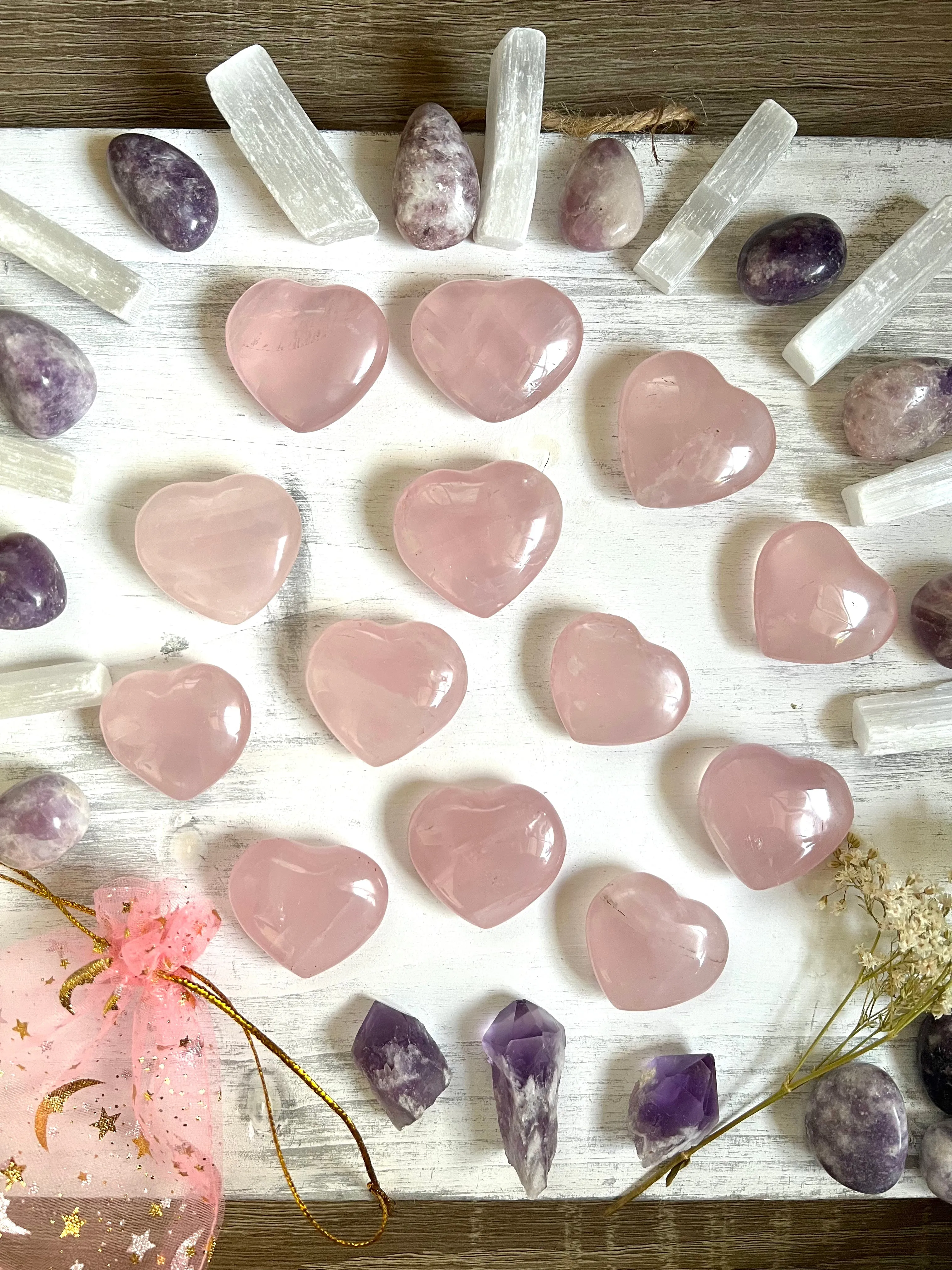 Small Rose Quartz Heart - (1 piece intuitively chosen)