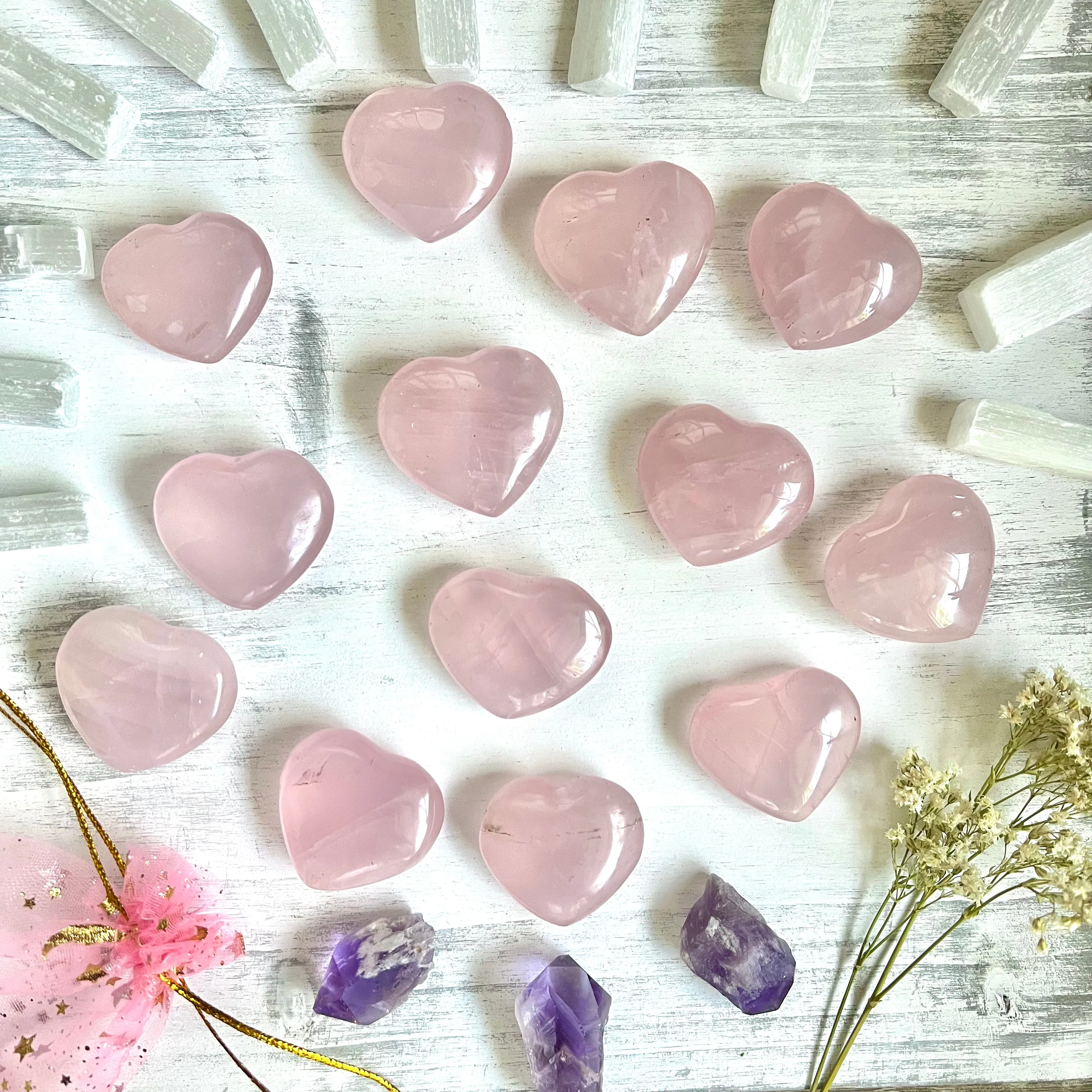 Small Rose Quartz Heart - (1 piece intuitively chosen)