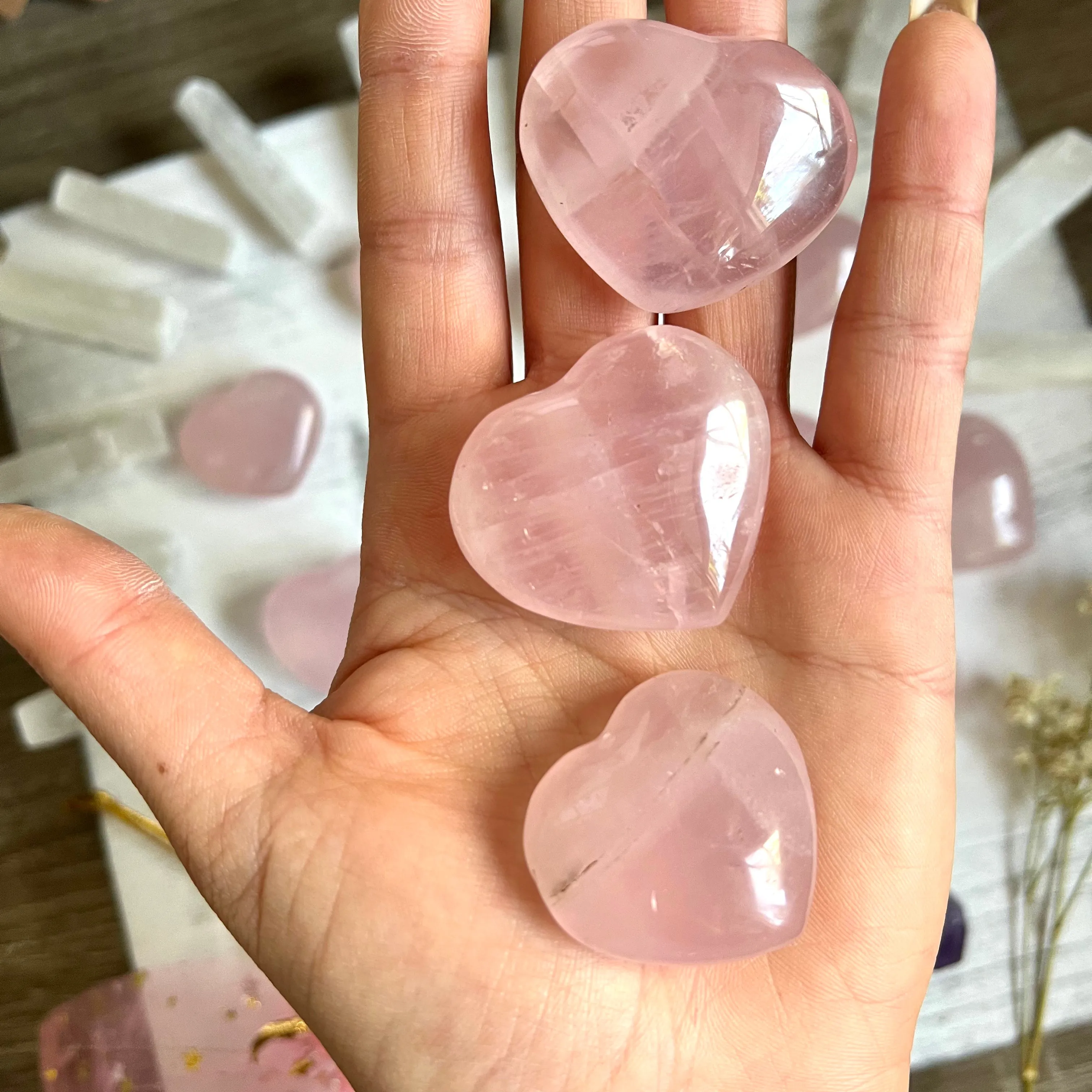 Small Rose Quartz Heart - (1 piece intuitively chosen)