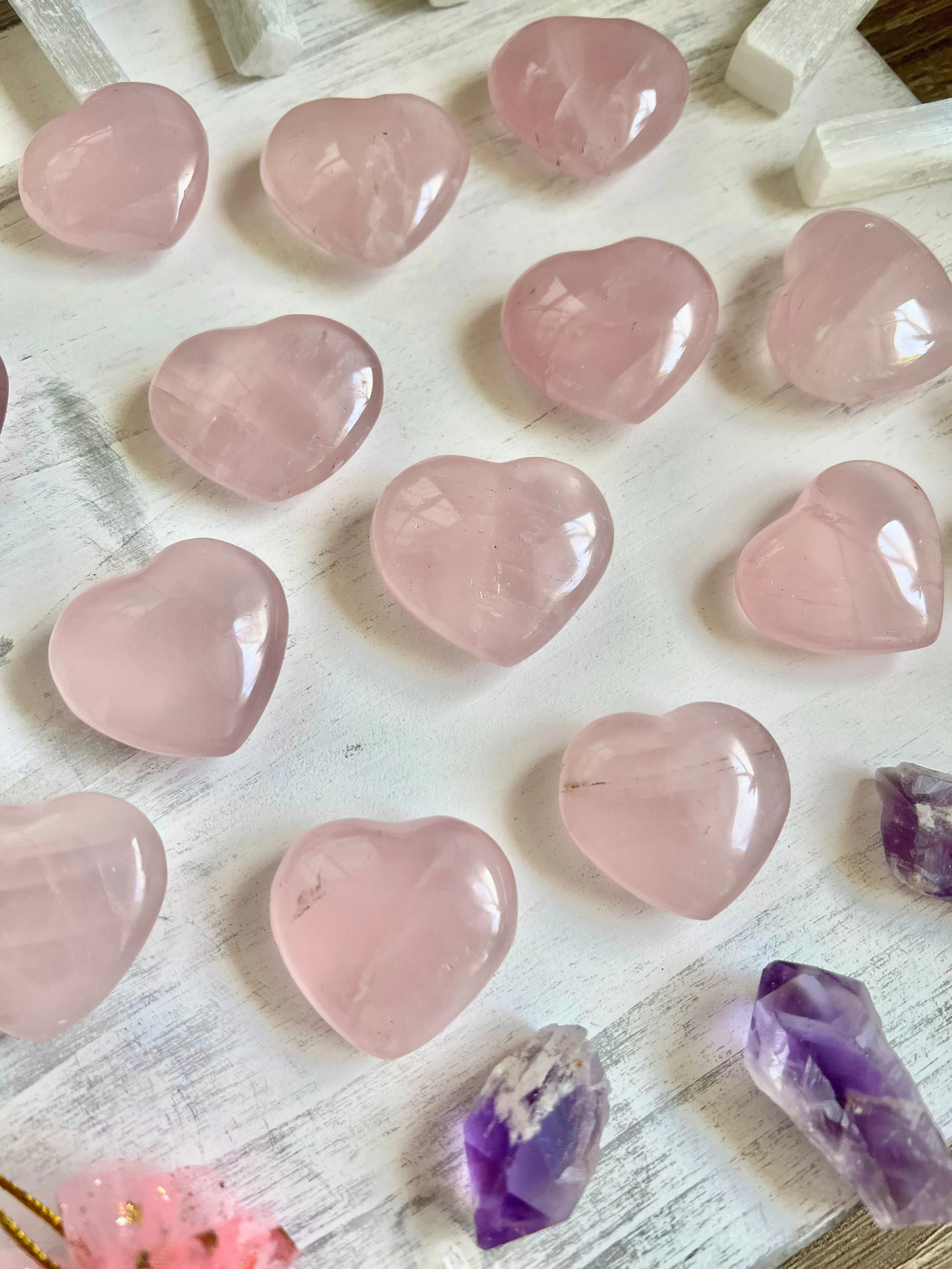 Small Rose Quartz Heart - (1 piece intuitively chosen)