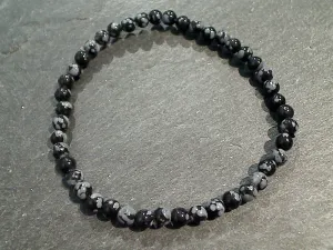 Snowflake Obsidian 4MM Stretch Bracelet