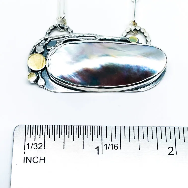 Sterling Silver Blister Pearl Necklace with Gold