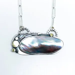 Sterling Silver Blister Pearl Necklace with Gold