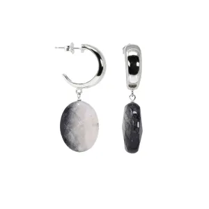 Sterling Silver Hoop Earrings with Ombre Quartz