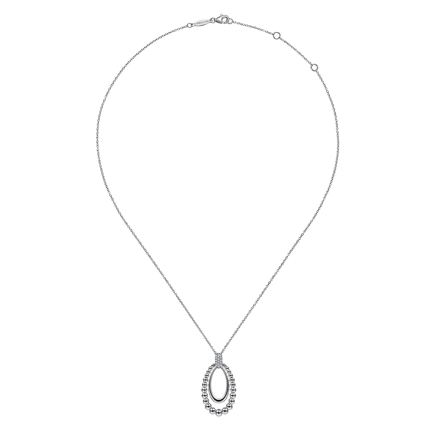 Sterling Silver White Sapphire Necklace 17.5 inch
