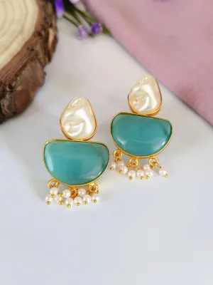 Stone Golden Stud Earrings | Sarichka