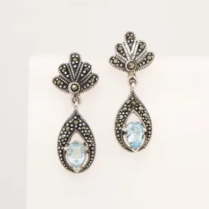 Stunning Gemstone Multicolor Unique Mismatched Turquoise Amber Earrings