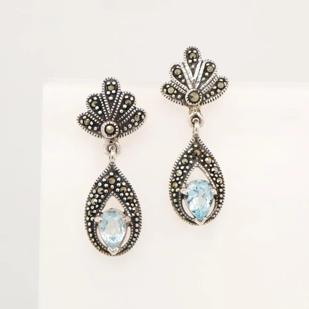Stunning Gemstone Multicolor Unique Mismatched Turquoise Amber Earrings