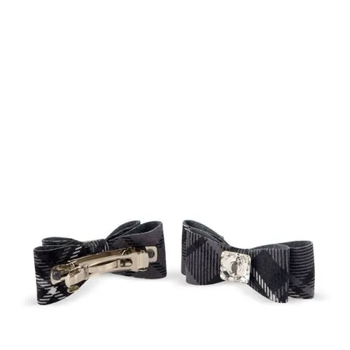 Susan Lanci Scotty Big Bow Hair Bow - Charcoal Plaid