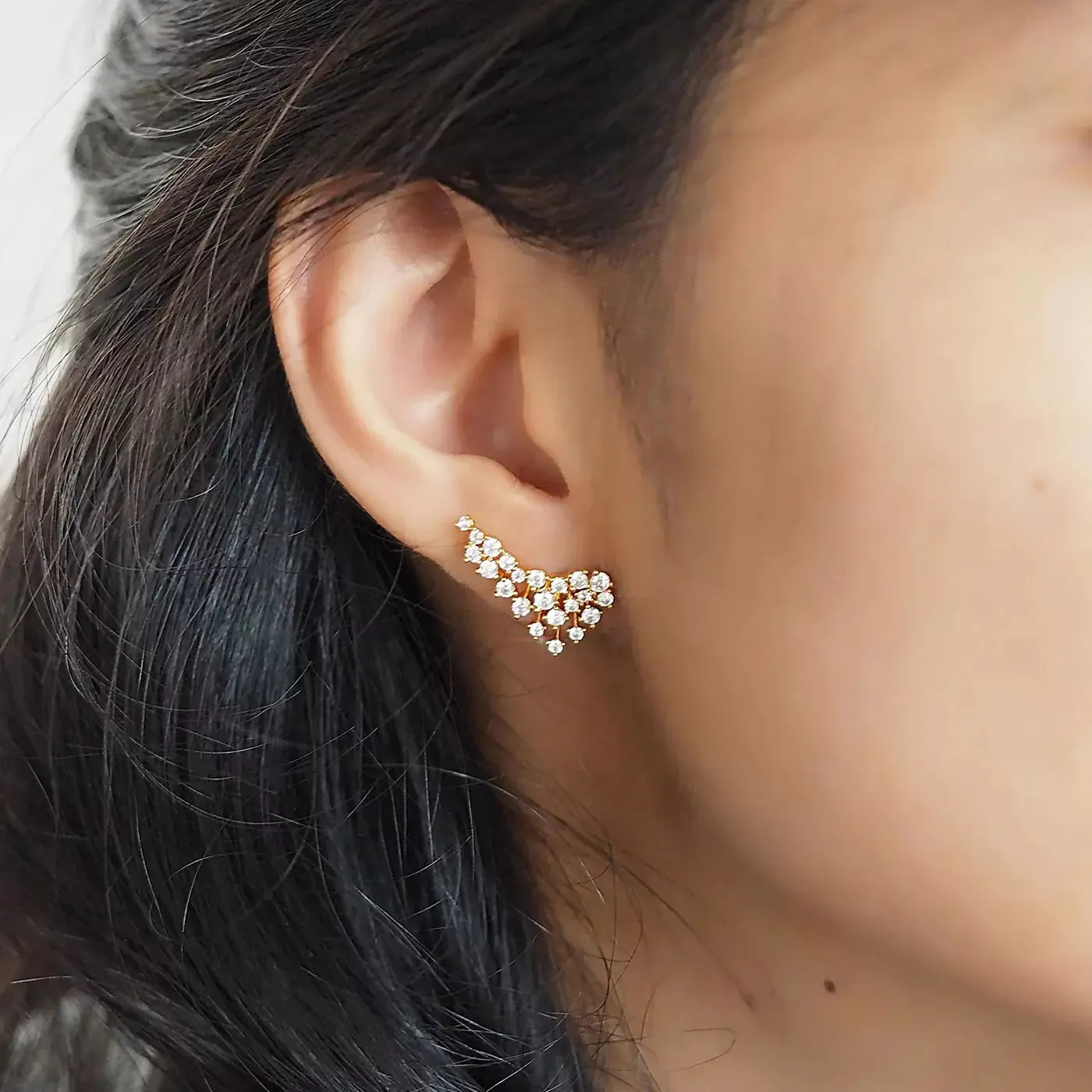 TAI Gold and CZ Scattered Stud Earrings