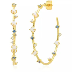 TAI LARGE HOOP EARRINGS WITH CZ STONES