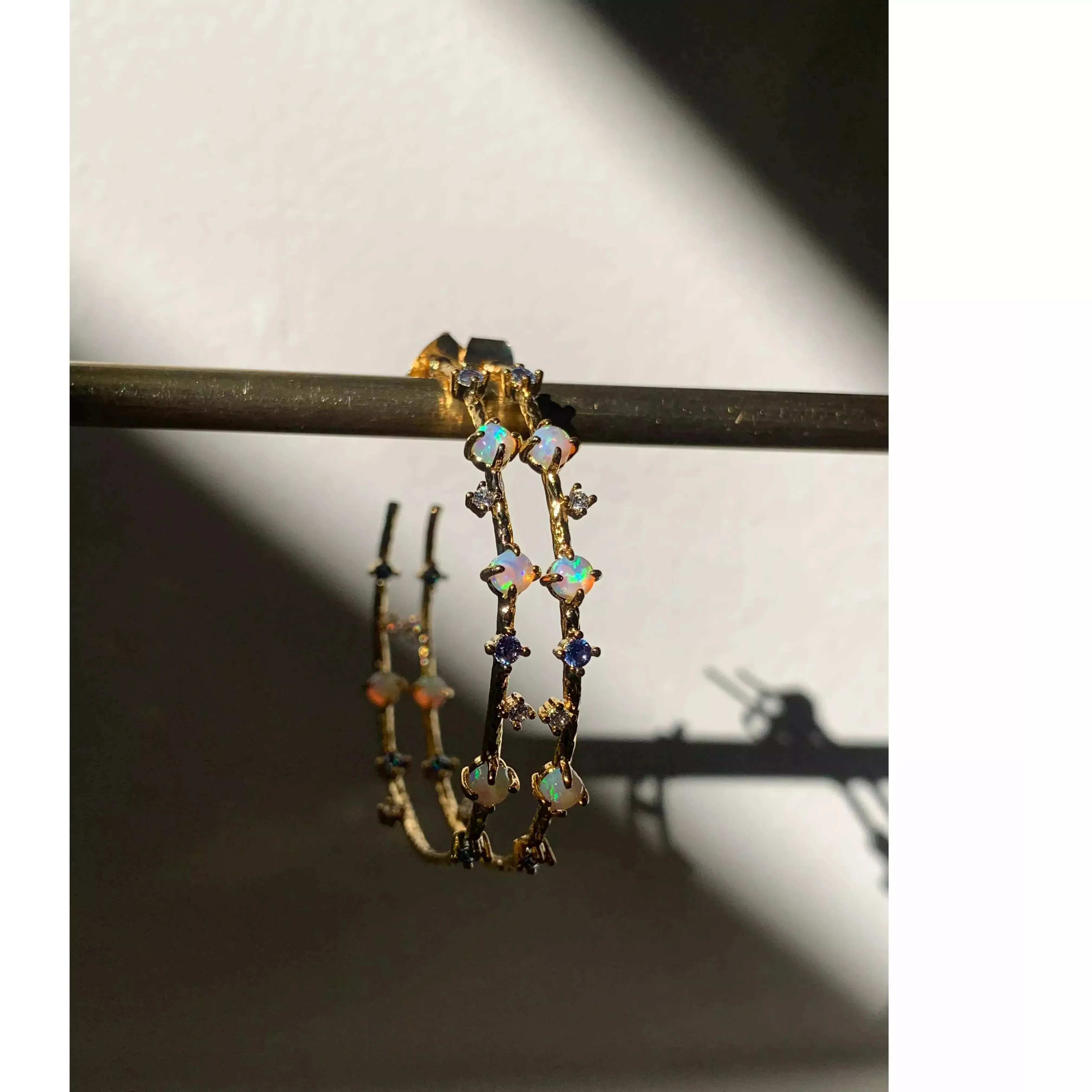 TAI LARGE HOOP EARRINGS WITH CZ STONES