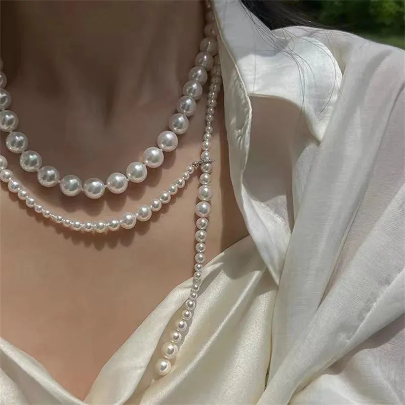 TAVIMART  -  Trend Elegant Jewelry Wedding Big Pearl Necklace For Women Fashion White Imitation Pearl Choker Necklace