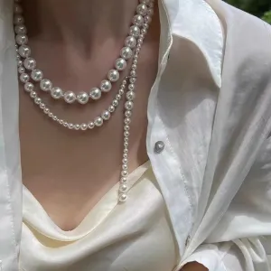 TAVIMART  -  Trend Elegant Jewelry Wedding Big Pearl Necklace For Women Fashion White Imitation Pearl Choker Necklace