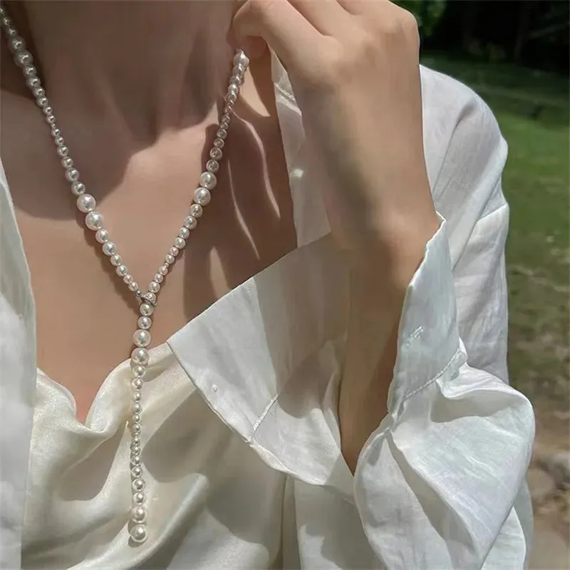 TAVIMART  -  Trend Elegant Jewelry Wedding Big Pearl Necklace For Women Fashion White Imitation Pearl Choker Necklace