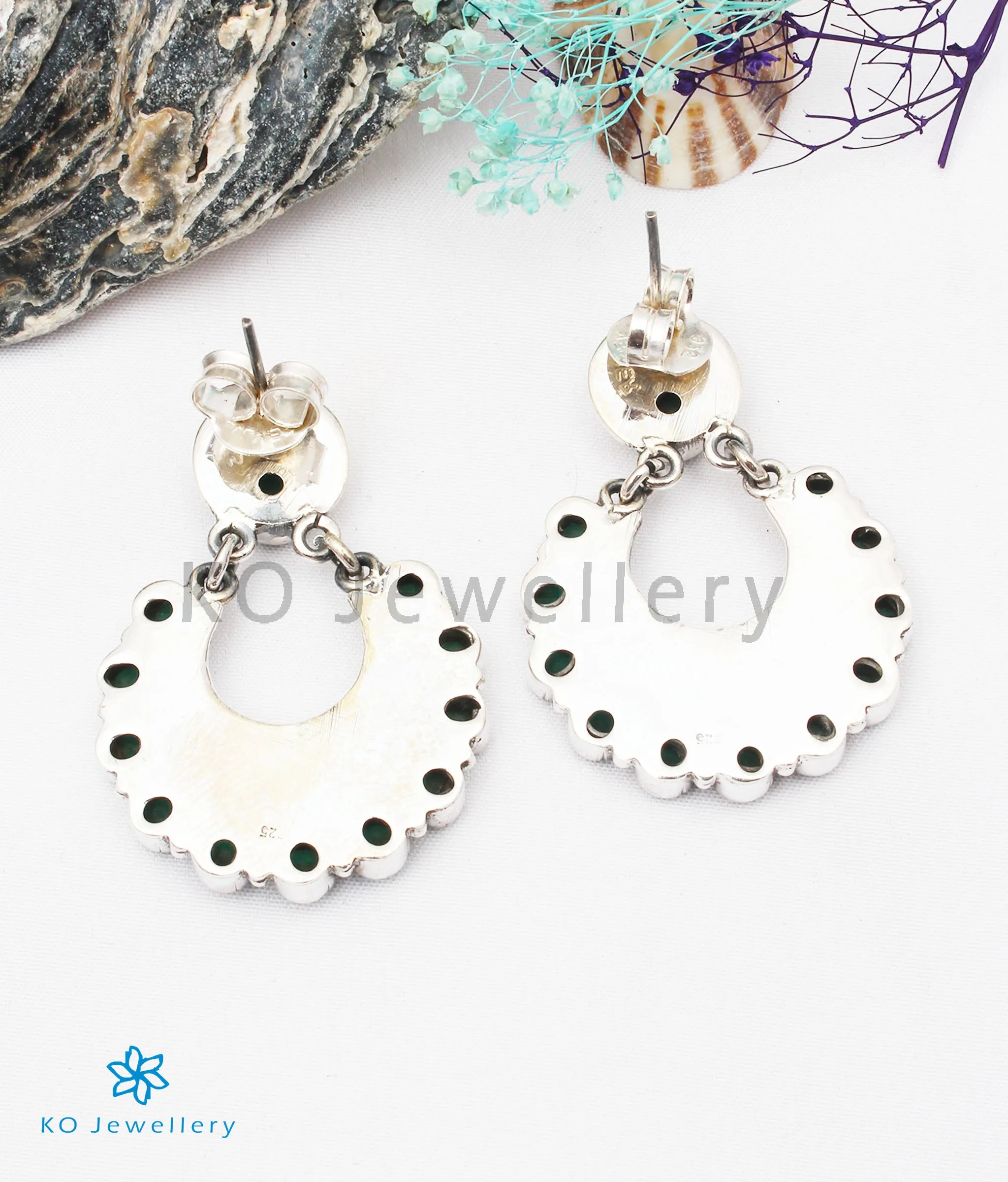 The Aishwarya Silver Gemstone Earrings (Red)