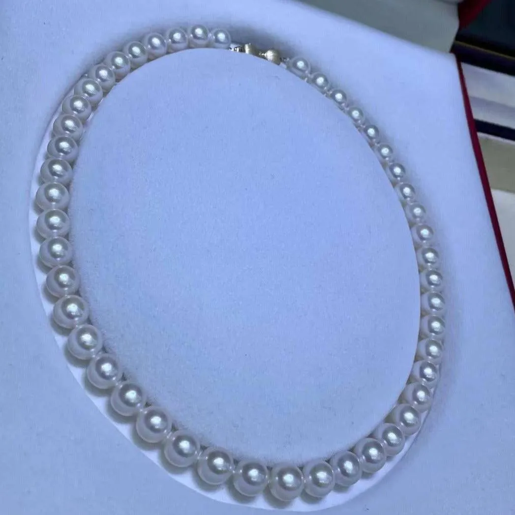 Top Selected White 9-10mm Freshwater Akoya Cultured Pearl Necklace