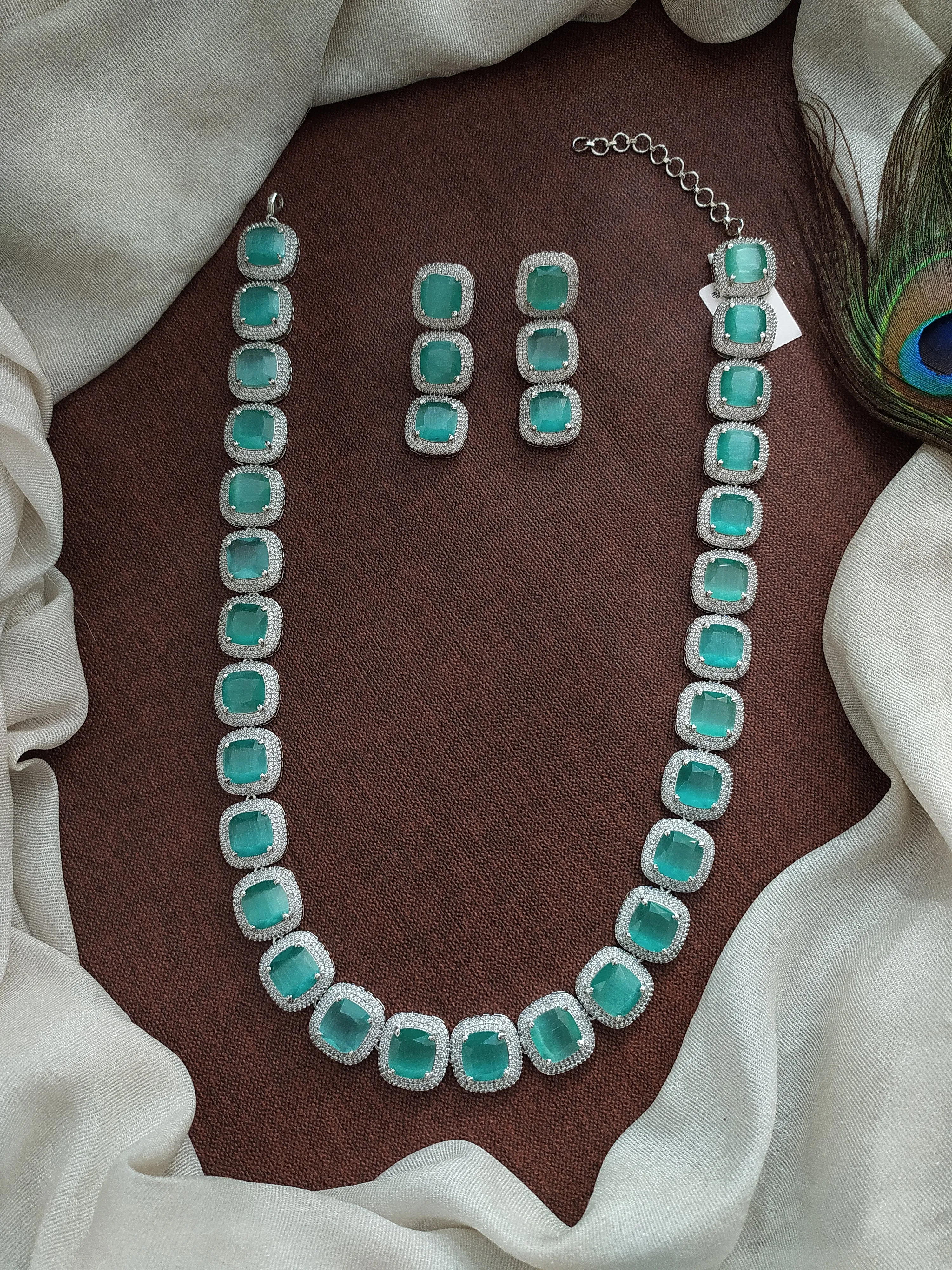 Trending Big AD Stones Long Haram Set in Rhodium Finish