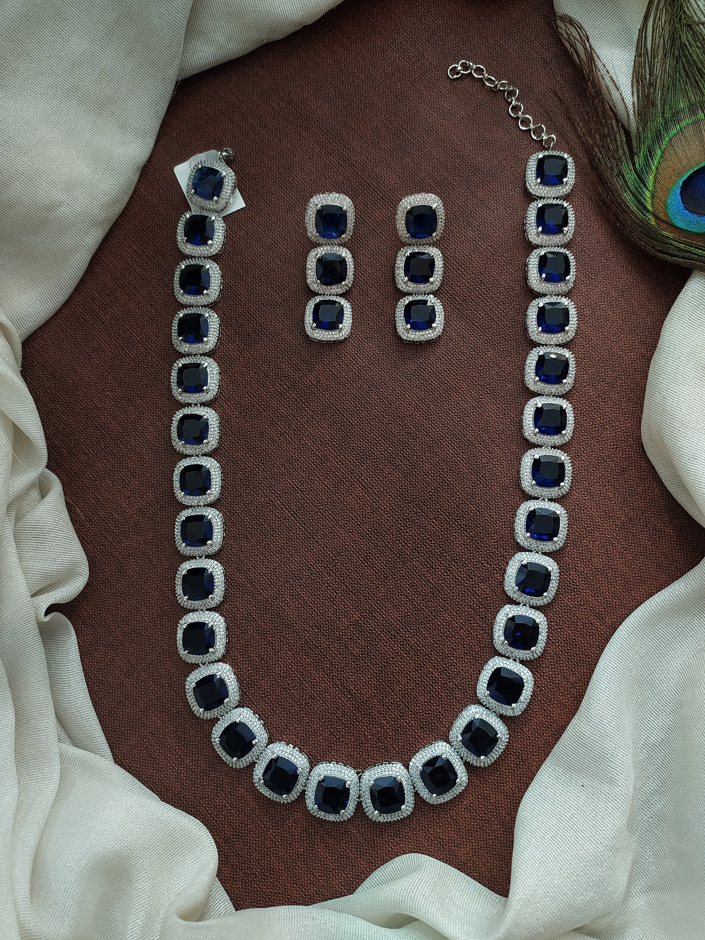 Trending Big AD Stones Long Haram Set in Rhodium Finish