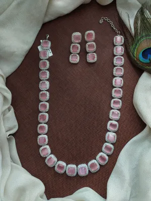 Trending Big AD Stones Long Haram Set in Rhodium Finish