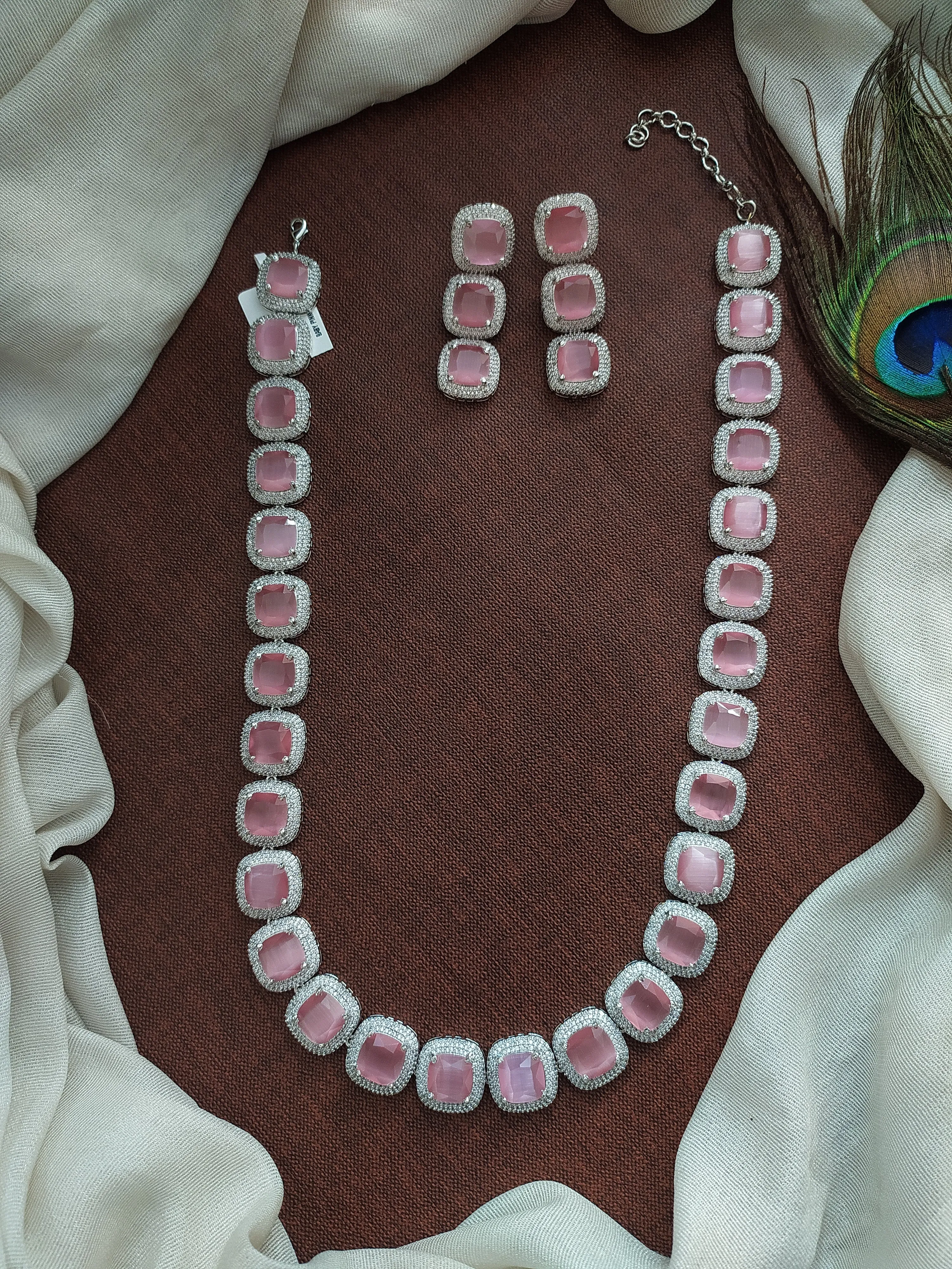 Trending Big AD Stones Long Haram Set in Rhodium Finish