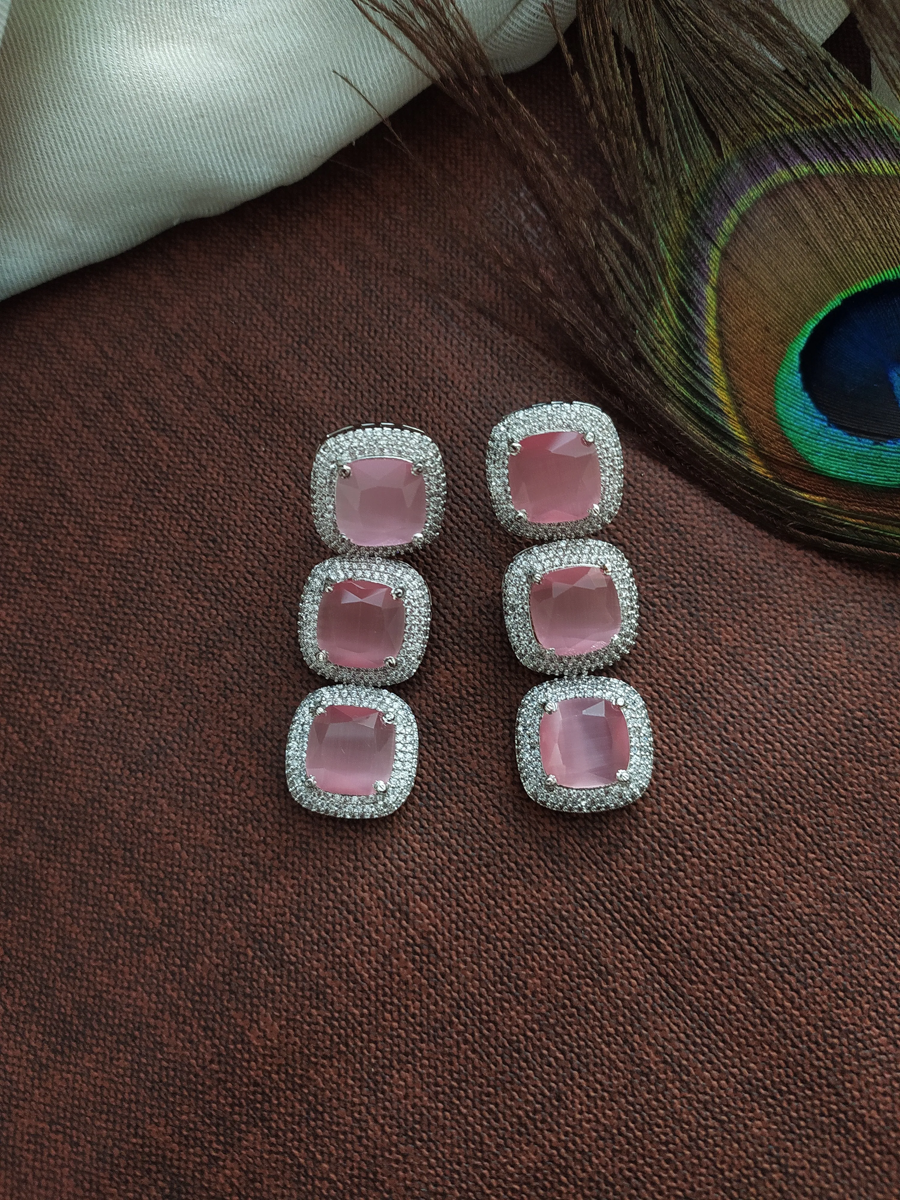 Trending Big AD Stones Long Haram Set in Rhodium Finish