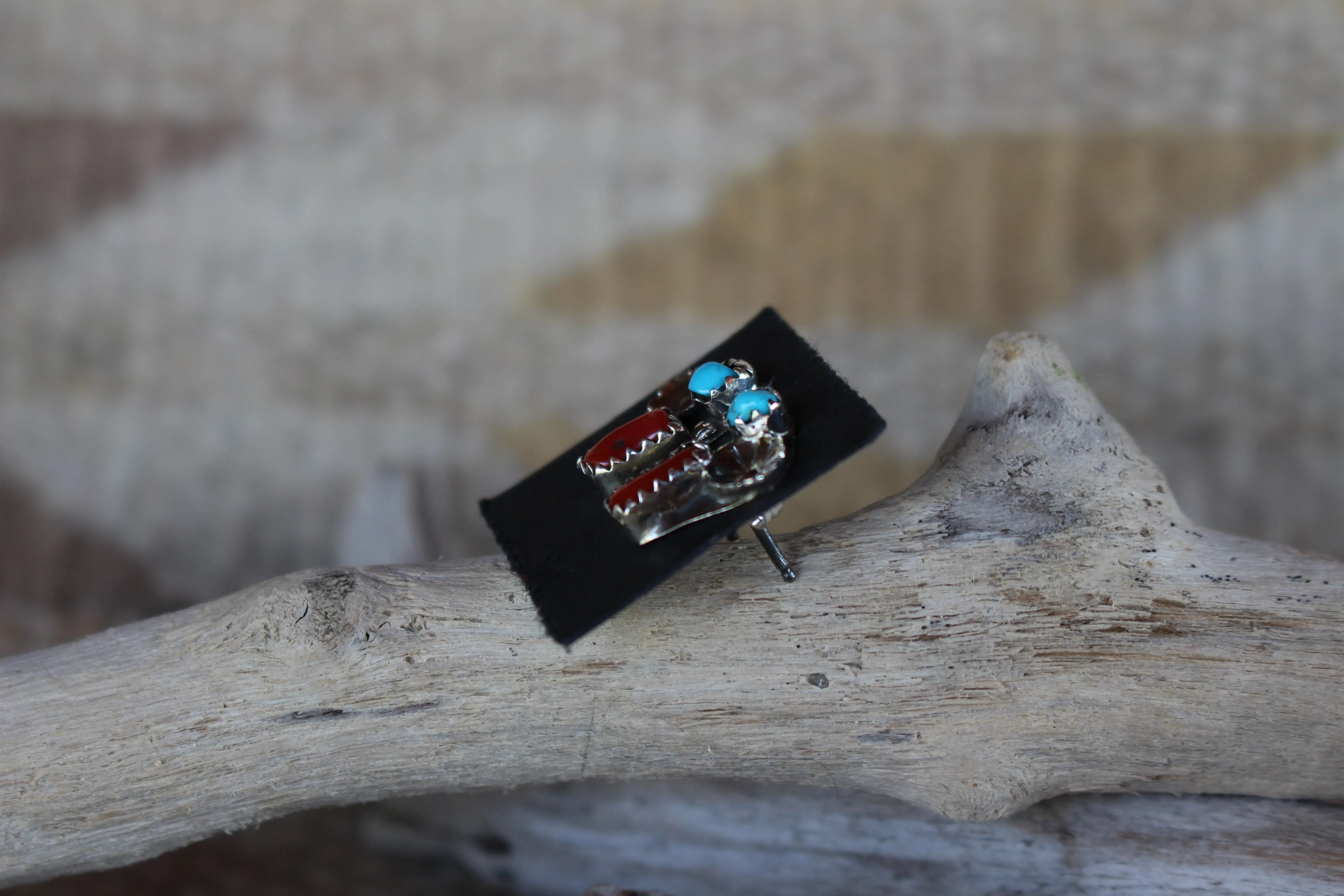 Turquoise and Coral Blossom Studs