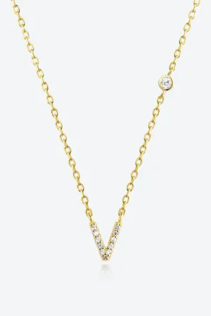 V To Z Zircon 925 Sterling Silver Necklace